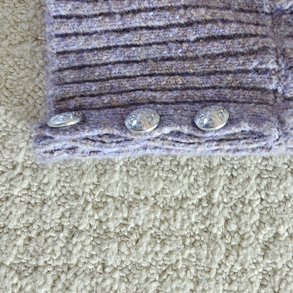 VERONICA BEARD Novah Crew Neck Lavender Puff Shoulder Wool Blend Sweater - Picture 7 of 8